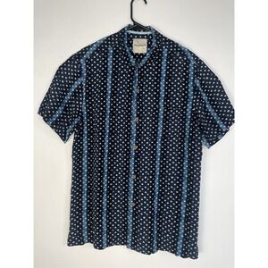 Tommy Bahama Top Mens Size M Silk Rayon Button Up Blue Short Sleeve